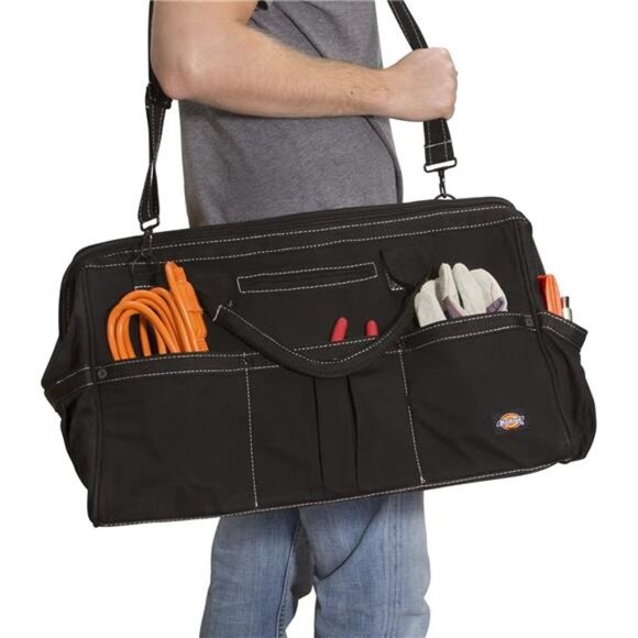Dickies 20-Inch Durable Canvas Work Bag for Painters, Heavy-Duty Zipper, Black - Picture 6 of 7